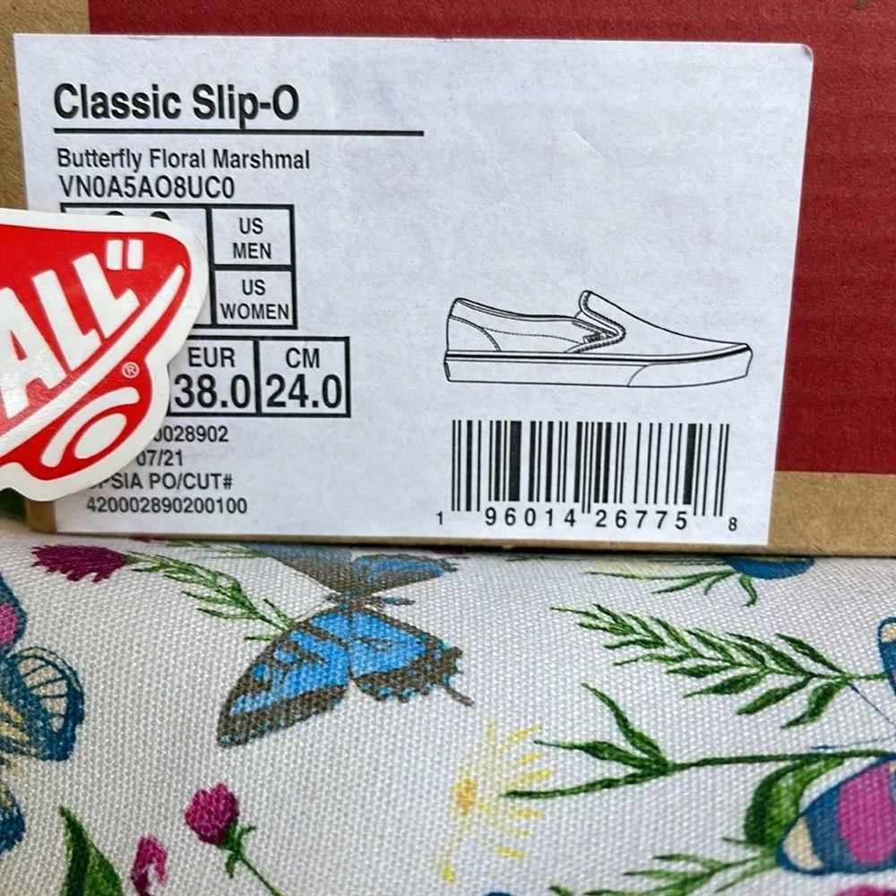 Vans Classic Slip On Butterfly Floral Marshmallow/True White Men’s sneake… - Picture 16 of 16